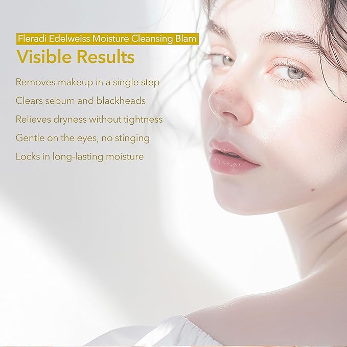 Edelweiss Cleansing Balm – Vegan Makeup Remover and Face Cleanser with Natural Flower Extracts. Korean Skincare, No Parabens or Sulfates (3.38 fl oz)-GlimoraGlow