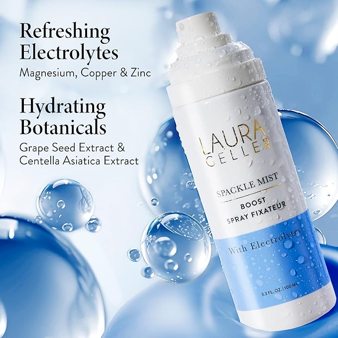 LAURA GELLER NEW YORK Spackle Mist Boost Setting Spray with Electrolytes - Long-Lasting Makeup Spray with Blue Light Protection - Dewy Skin Makeup Setting Spray-GlimoraGlow