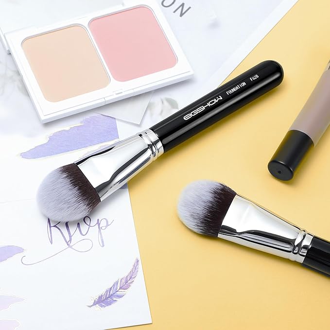EIGSHOW Flat Foundation Brush, Large Face Makeup Brush with Soft Dense Synthetic Bristles for Blending Liquid Cream Powder (F628)-GlimoraGlow