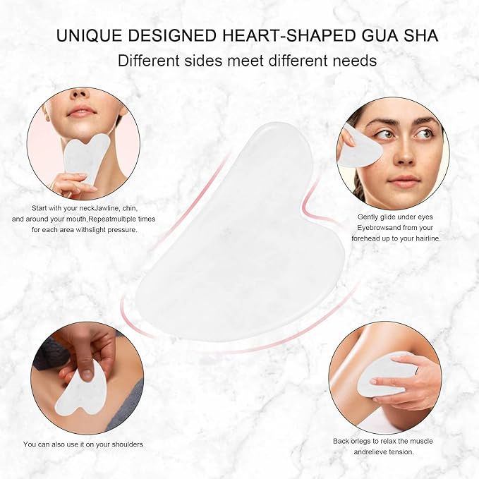 Jade Roller for Face, Facial Roller Massager Skin Care Tool, Gua Sha Facial Tools for Face, Neck, Eyes, Reduce Puffiness of The Skin - White-GlimoraGlow