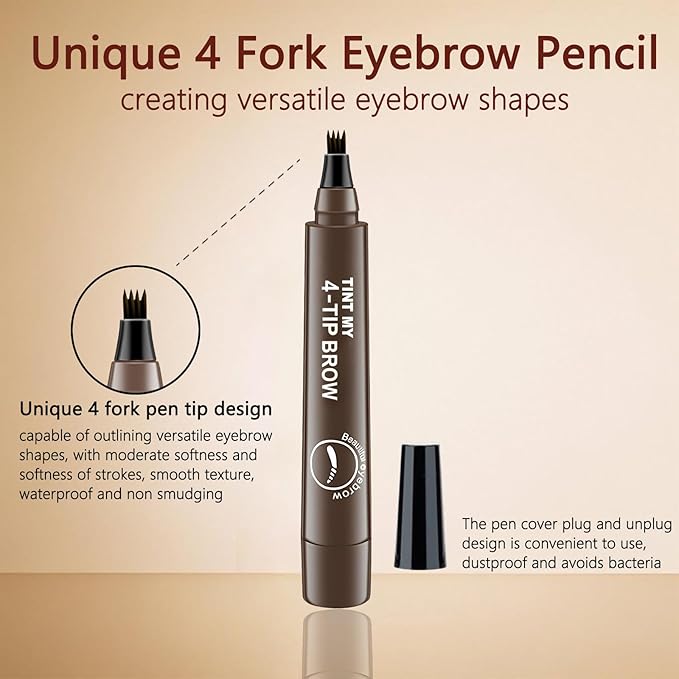 2025 Upgraded Magic Eyebrow Pencil for Women, Long-Lasting Ultra-Fine Tip Waterproof Eye Brow Pencils with 4 Fork, Smudge-Proof Natural Brow Makeup for Women - Light Brown-GlimoraGlow