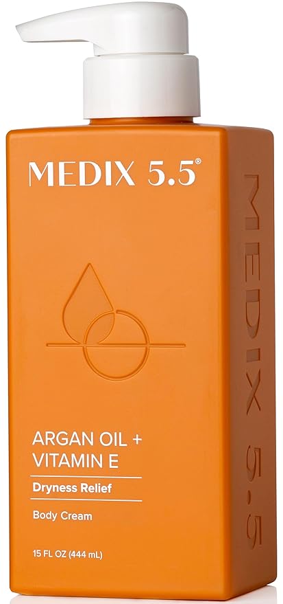 Medix 5.5 Argan Oil Cream W/Vitamin E Anti Aging Skin Care Moisturizer Body Cream | Firming Body Lotion Reduces Look Of Wrinkles, Cellulite, Crepey, & Uneven Skin Tone For Women & Men, 15 Fl Oz-GlimoraGlow
