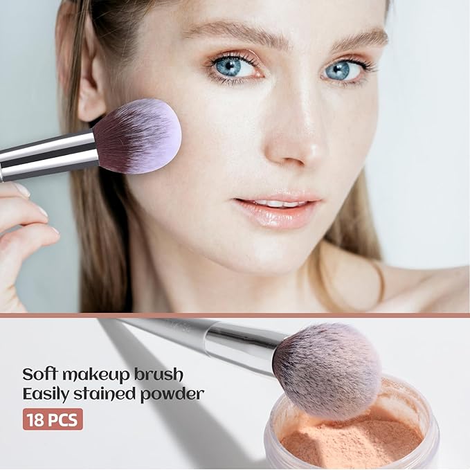 BS-MALL Makeup Brush Set 18 Pcs Premium Synthetic Foundation Powder Concealers Eye shadows Blush Makeup Brushes with black case-GlimoraGlow