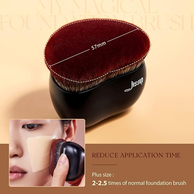 Jessup Foundation Brush Large Kabuki Makeup Brush for Face Body Blending Buffing Stippling Liquid Powder Cream Flawless with Gift Box, Black SF001-GlimoraGlow