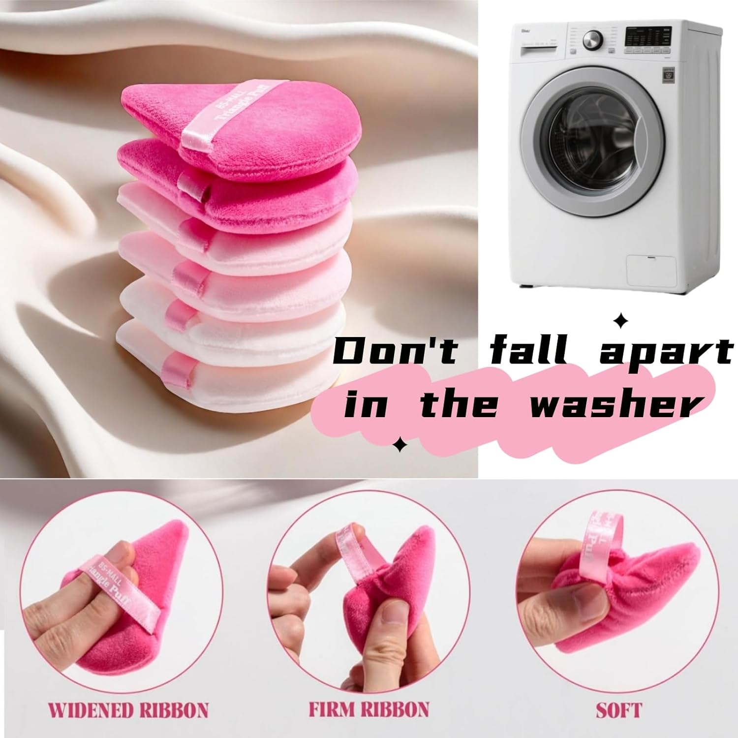 BS-MALL Professional Makeup Sponges Triangle Puff 49 Pcs- Pro V3.0 Cloud Technology Makeup Sponge Material Flawlessflow Mini Sponge Set & Triangle Puff With Waterproof Travel Silicone Bag Gift Set-GlimoraGlow