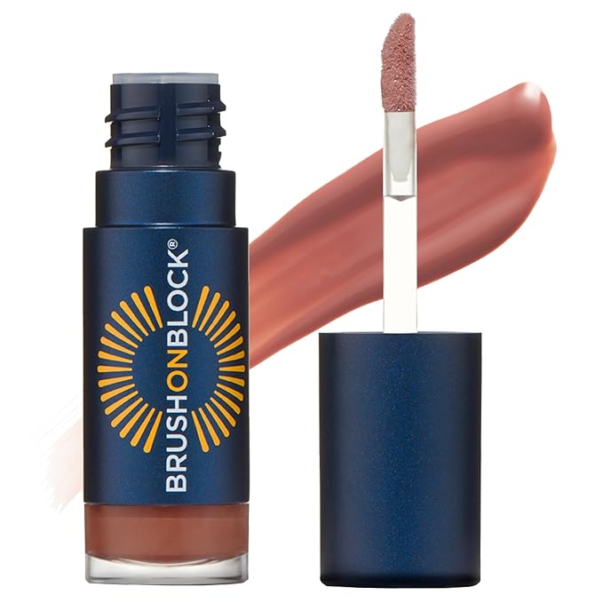 Brush On Block Sun Shine Protective Lip Oil SPF 30, Mineral Protection from UVA/UVB & Blue Light, Hydrating, Cruelty-Free, Gluten-Free, & Vegan, Fig-GlimoraGlow