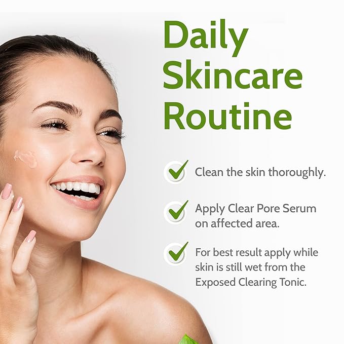 Exposed Skin Care Clear Pore Serum - Green Tea, Licorice Root, Salicylic Acid - Unisex Skin Serum for Oily, Sensitive Skin-GlimoraGlow