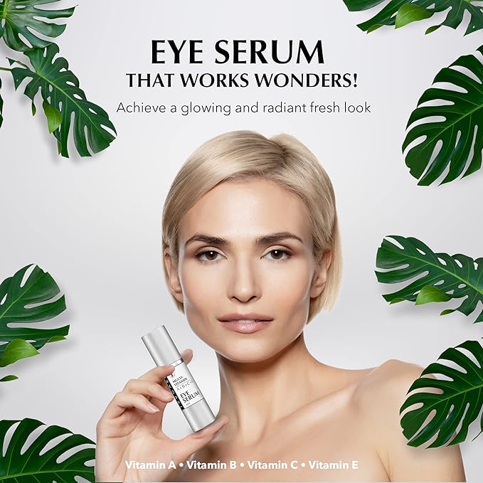 Eye Serum, Multi-Vitamin Skin Care Serum with Vitamins A, B, C and E, Rejuvenating Dark Spot Remover for Face and Under Eyes, Improves Age Spots, Fine Lines and Wrinkles, 30 ml-GlimoraGlow