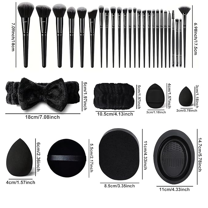 47Pcs Black Makeup Brushes Set Professional Makeup Kit Multi-functional Makeup Tool Set with Facial Makeup Accessories, Foundation Makeup Brush Kit Eye and Face Make up Brushes & Tools-GlimoraGlow