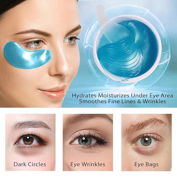 Hydrogel Eye Patches,Hydrogel Under Eye Masks for Dark Circles,Anti Wrinkle Treatment,Under Eye Gel Pads,Eye Mask for Puffy Eyes, Skincare,Hydrating | 60 Pieces/30 Pairs-GlimoraGlow