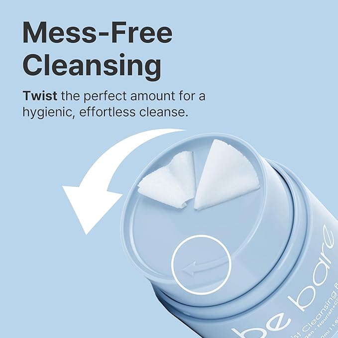Bebare Twist Cleansing Balm with Hygienic Twist Dispenser: Cleanser for Heavy Makeup Removal, Hydrating Facial Wash for All Skin Types. Korean Vegan Skincare with Natural Oils, 1.69 Fl Oz-GlimoraGlow