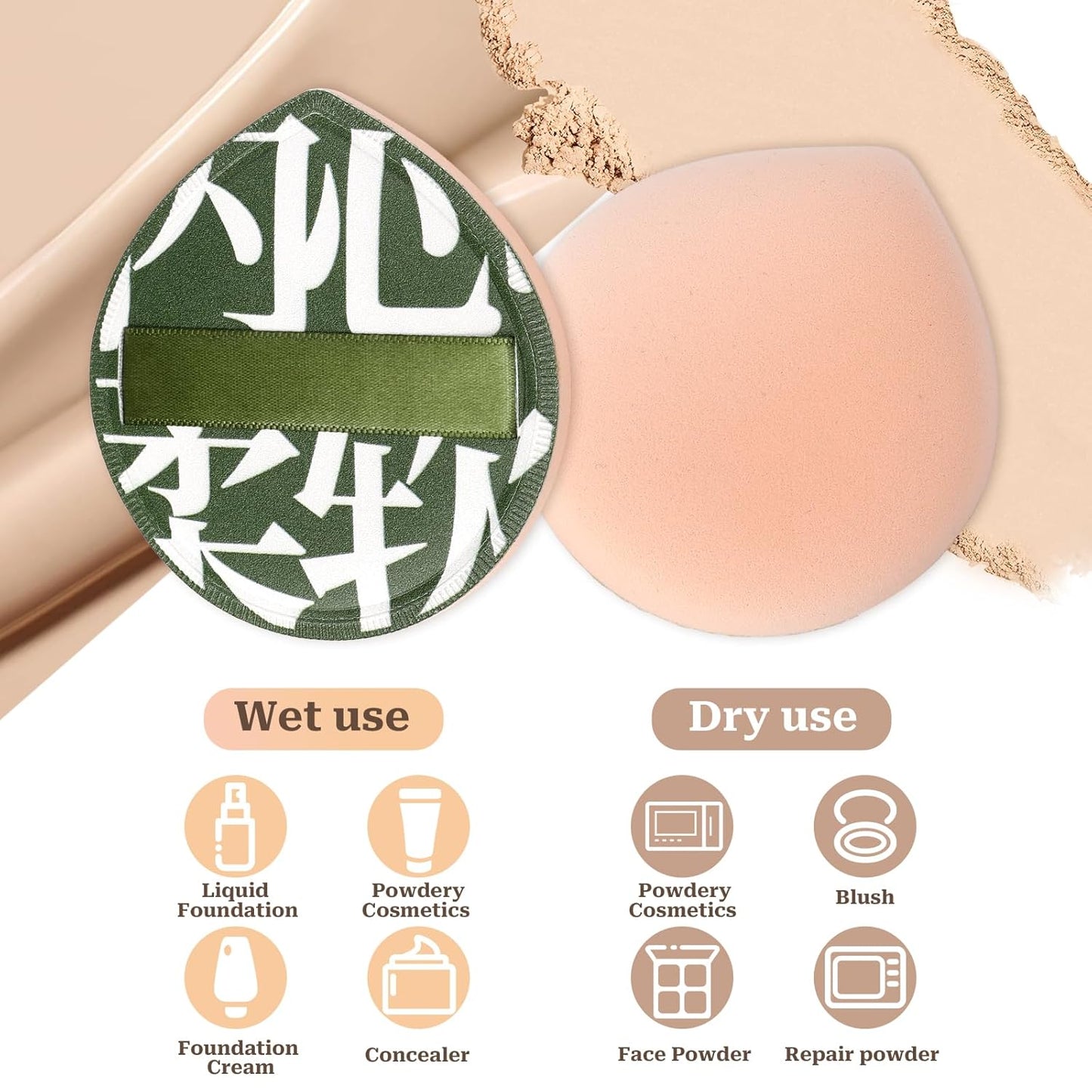 4 PCS Foundation Sponge, Korean Makeup Sponge Puff Teardrop Setting Powder Puff Face Makeup Cushion Puff Soft Beauty Blender Sponge for Concealer Liquid Cream and Powder, Beginner Friendly, Medium-GlimoraGlow