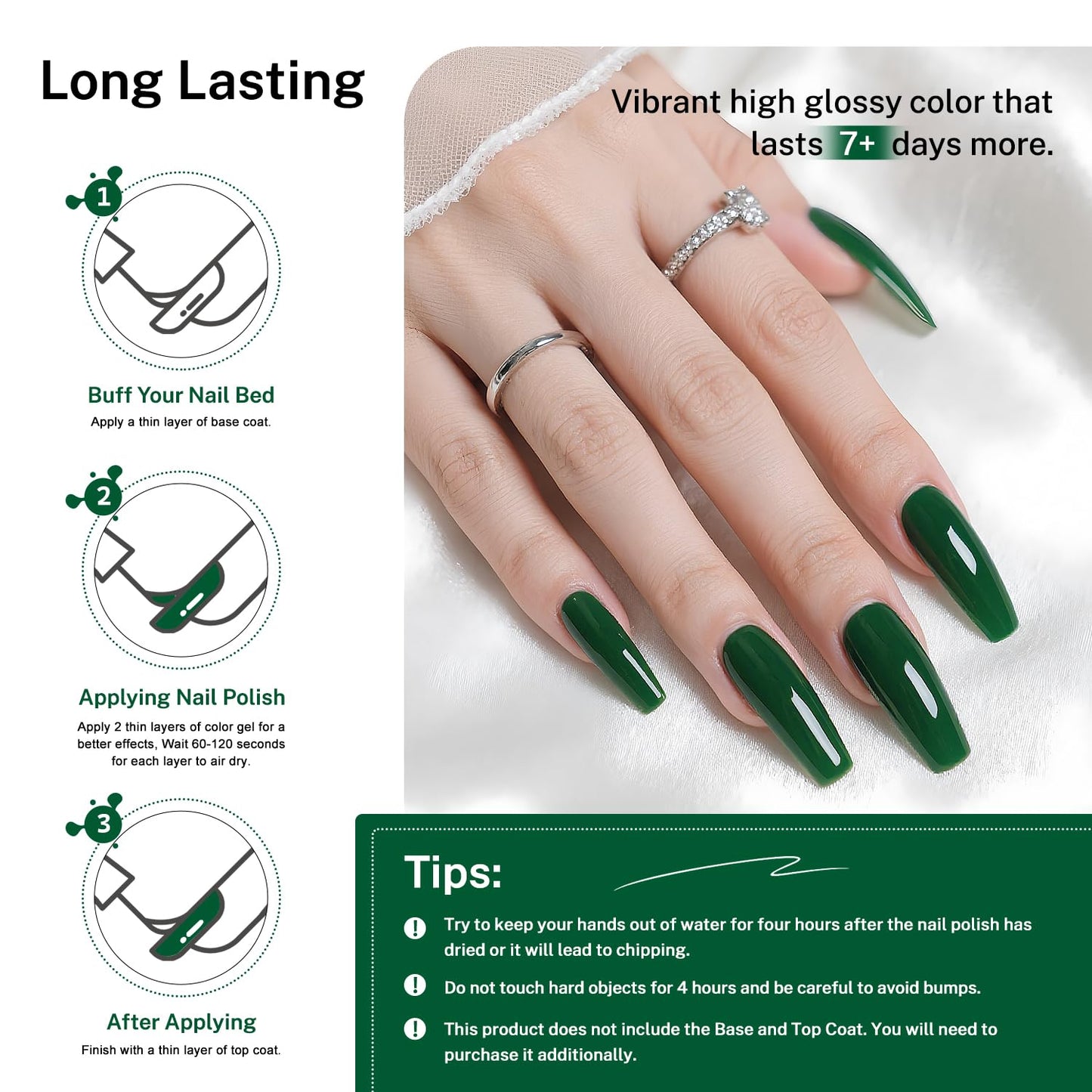 16.5ml Dark Green Nail Polish Large Volume Quick Dry Nail Polish, Long Lasting Shine, Fingernail Toenail Nail Art DIY Home Travel Nail Art Gift-GlimoraGlow