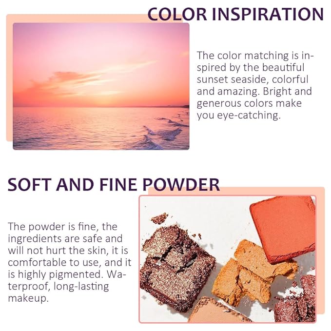 16 Girds Colorful Matte Shimmer Eyeshadow Palette for Eye Makeup,High Pigmented Eye Shadow Primers Powder Palet de sombras de ojos-Glitter Color#-GlimoraGlow