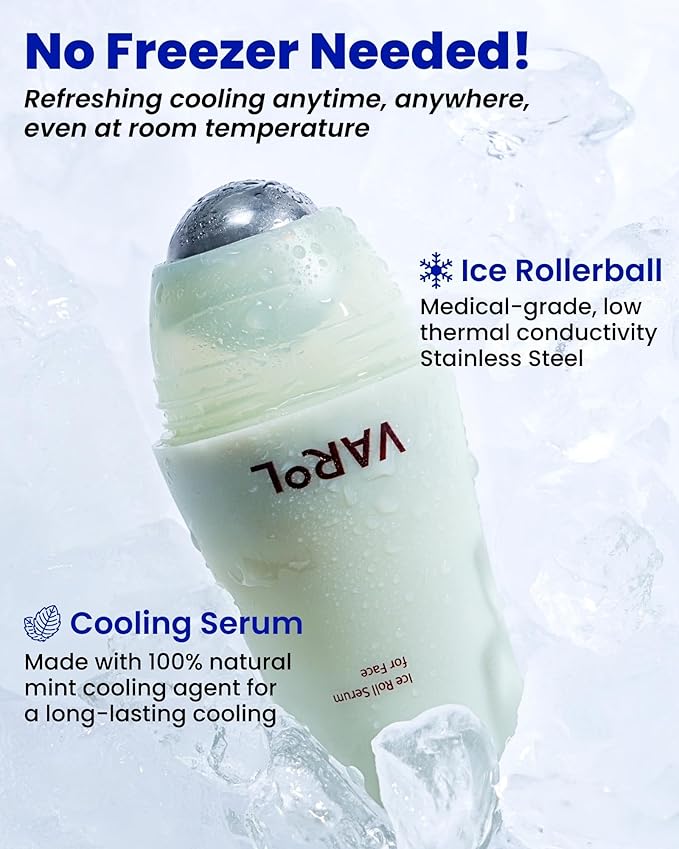 Ice Roll Serum | Cooling & Hydrating Roll-On Serum for Face, Puffy Eyes, Tannin & Panthenol for Pore Minimizing, Soothing, Facial Roller for Depuffing, Under Eye Bag Treatment | Korean Skin Care-GlimoraGlow
