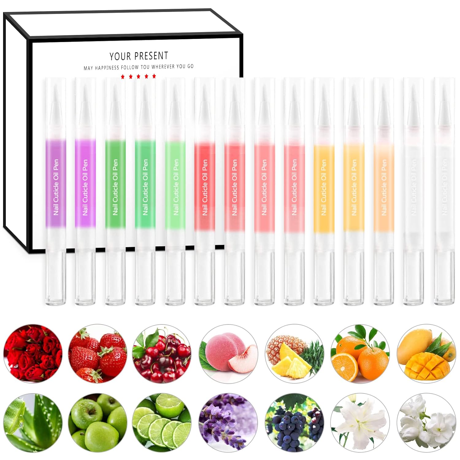 14Pcs Nail Cuticle Oils Nail Nutrition Oil Pen Nail Nourishment Pens 14 Smell Cuticle Revitalizer for Agnail Nourish Skin Nail Care (14pcs)-GlimoraGlow