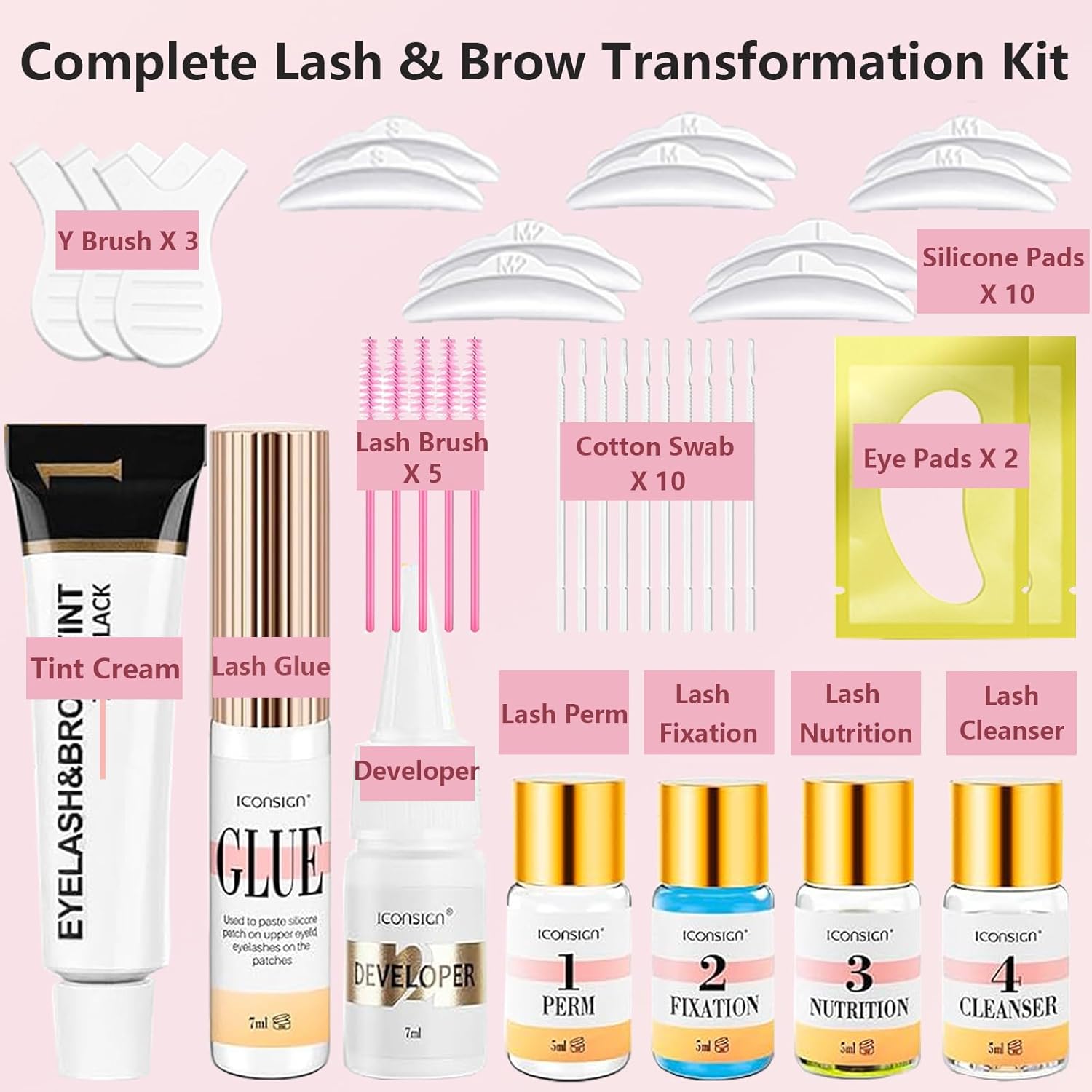 Lash Lift and Black Kit, 4 in 1 Professional Black Color Eyelash & Eyebrow Perm Kit, Easy for Beginner, Quick Lifting & Voluminous Coloring Eyelash Lift Kit for Salon Grade Home DIY Use-GlimoraGlow