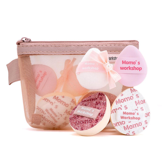 Mini Denim Makeup Sponge Set,Mini Makeup Blenders Sponge for Concealer/Blush/Highlighter, Perfect for Detail Work & Travel,4pcs Pink Mini Concealer Puffs with Travel Pouch-GlimoraGlow