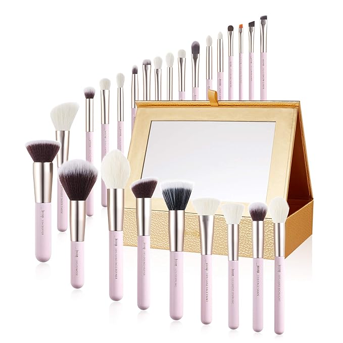 Jessup Makeup Brushes Set Professional Makeup Brush Eyeshadow Blending Powder Foundation Blusher Concealer 25pcs with Cosmetics Storage Box, Blushing Bride T295-GlimoraGlow