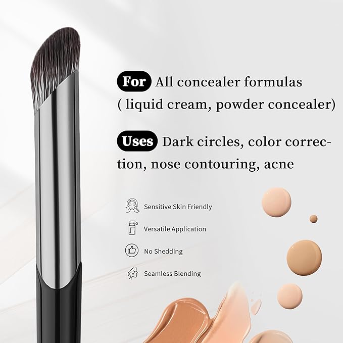 DUcare Nose Contour Brush, Angled Concealer Brush Under Eye, Small Under Eye Makeup Brush for Dark Circles Puffiness Puffy Face Eyebrow Eyes (V02 Mini Contour Brush)-GlimoraGlow