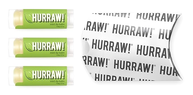 Hurraw! Mint Lip Balm, 3 Pack: Organic, Certified Vegan, Cruelty and Gluten Free. Non-GMO, 100% Natural Ingredients. Bee, Shea, Soy and Palm Free. Made in USA-GlimoraGlow