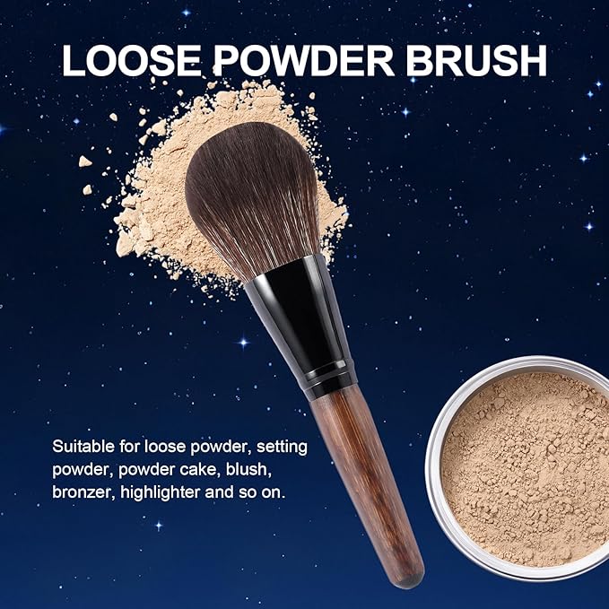 Large Bamboo Mineral Powder Brush, Fluffy Foundation Makeup Brush Kabuki Brushes with Soft Synthetic Bristles for Loose & Pressed Powder, Liquid, Cream, Buffing, Blending, Vegan & Cruelty-Free Tool-GlimoraGlow