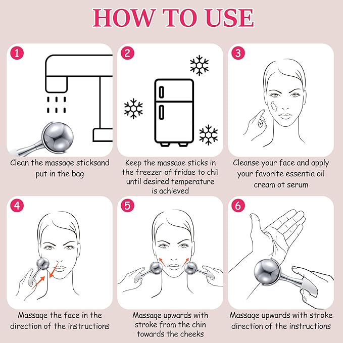 Cryo Sticks 360 Rotating Unbreakable Steel Ice Globes - Facial Skin Care Tools for Women - Ice Roller for Face & Eyes-GlimoraGlow