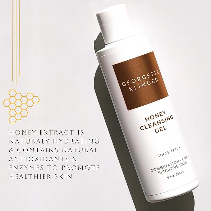 Georgette Klinger Honey Cleansing Gel - Gentle, Hydrating Cleanser, Daily Face Wash, Removes Dirt, Free Radicals with Moisturizing Manuka, Honeysuckle for Normal, Dry, Sensitive Skin - 6.7-GlimoraGlow