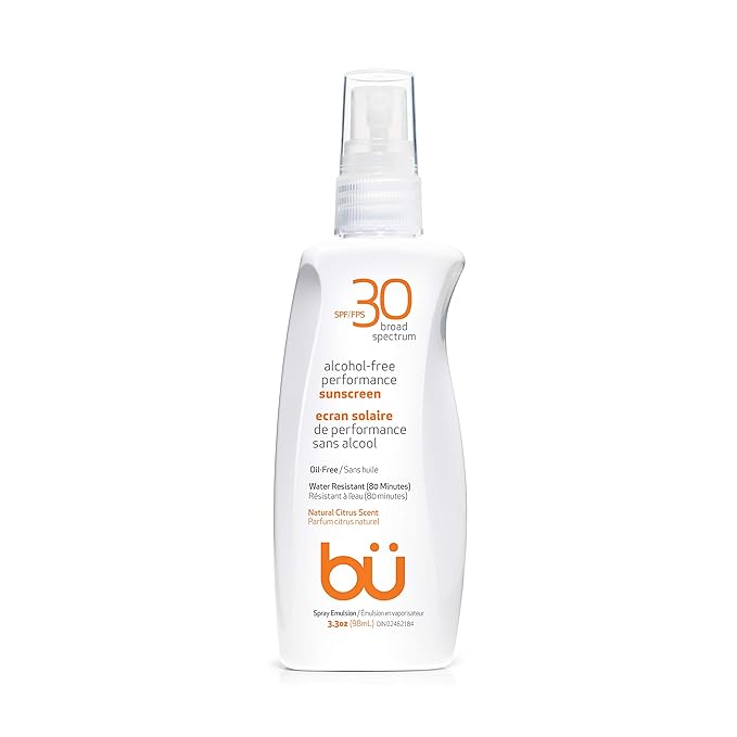 BU SPF 30 Sunscreen Spray for Face and Body, Non Aerosol Spray, Clear WOWmist, TSA Travel Size Sunblock, Oil Free and Water Resistant for Sensitive Skin, Natural Citrus 3.3 oz-GlimoraGlow