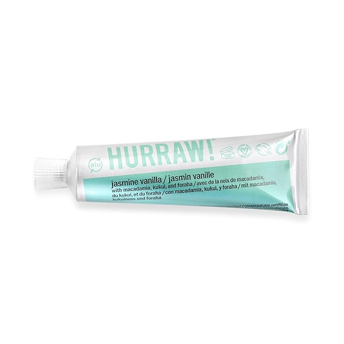 Hurraw! Balmtoo Squeezable Balm, Jasmine Vanilla: Thick, ultra-moisturizing. Anywhere application. Body, face, lips, neck, fingers, toes. 1 tube = 7 sticks of lip balm. Natural, Organic. Made in USA-GlimoraGlow