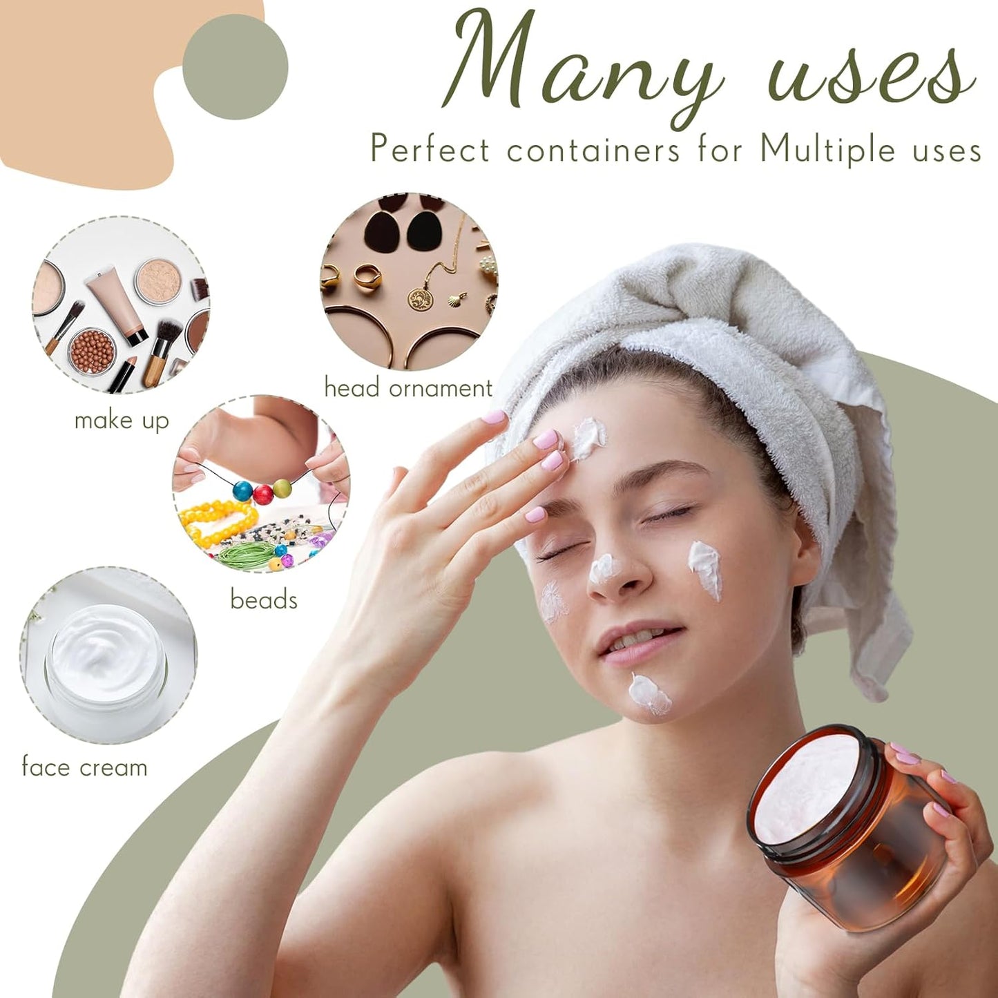 200 Pcs 2 oz Amber Plastic Cosmetic Container Jars with Lid Round Plastic Clear Jars Small Travel Containers for Storage Makeup Creams Lotion Ointments-GlimoraGlow