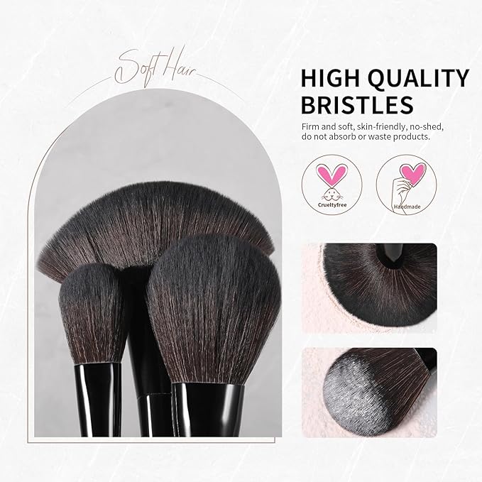 Docolor Makeup Brushes Set Professional 30Pcs Obsidian Makeup Brushes Premium Synthetic Powder Kabuki Foundation Contour Blush Concealer Eye Shadow Blending Eyeliner Crease Eyebrow Make Up Brush Kit-GlimoraGlow