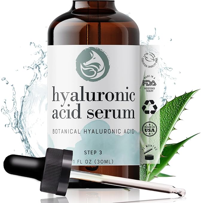 Hyaluronic Acid Face Serum - Hydrating Anti Wrinkle Anti Aging Facial Serum - With Vitamin C and E, Green Tea, Jojoba Oil - Natural and Organic - 1 Oz by Foxbrim Naturals-GlimoraGlow
