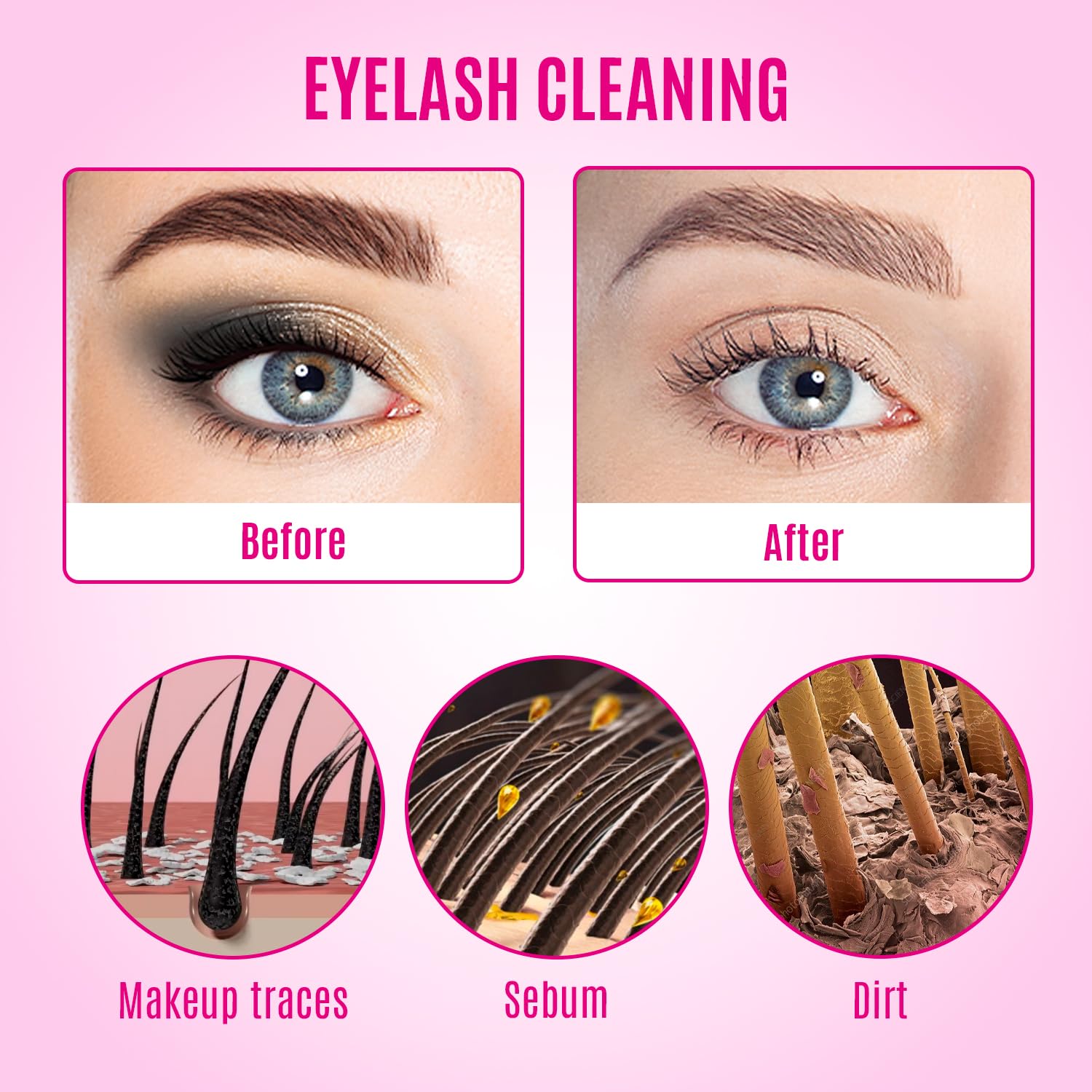 STACY LASH Lash Shampoo Kit Foaming Cleanser with Eye Lash Spoolies & Rinse Bottle & Cleansing Pad & Brush for Eyelash Extensions & Clusters & Natural Eyelashes-GlimoraGlow