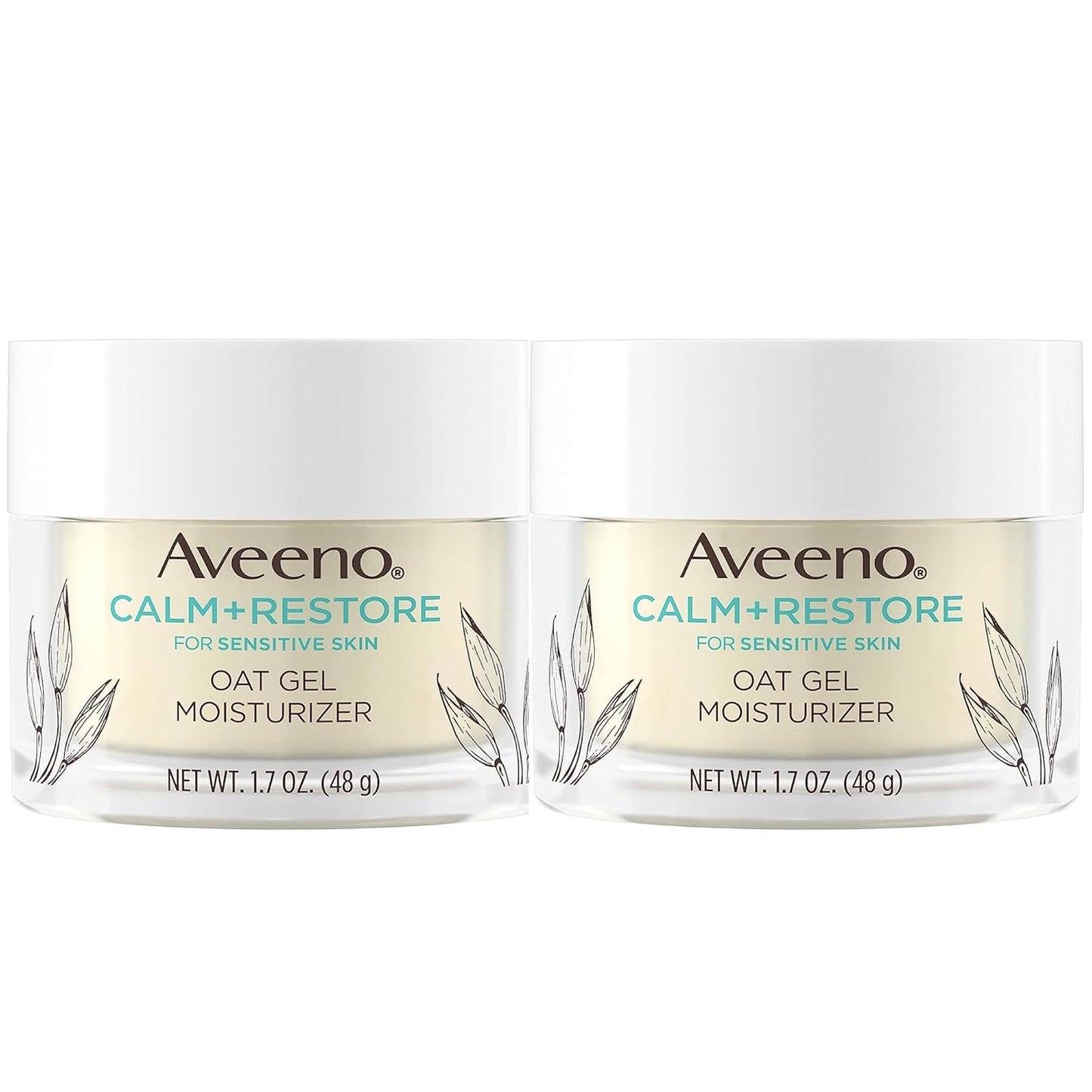 Aveeno Calm + Restore Triple Oat Hydrating Face Serum for Sensitive Skin Gentle and Lightweight Facial Serum to Smooth and Fortify Skin Hypoallergenic, Fragrance & Paraben-Free,1.7 fl. Oz (Pack of 2)-GlimoraGlow