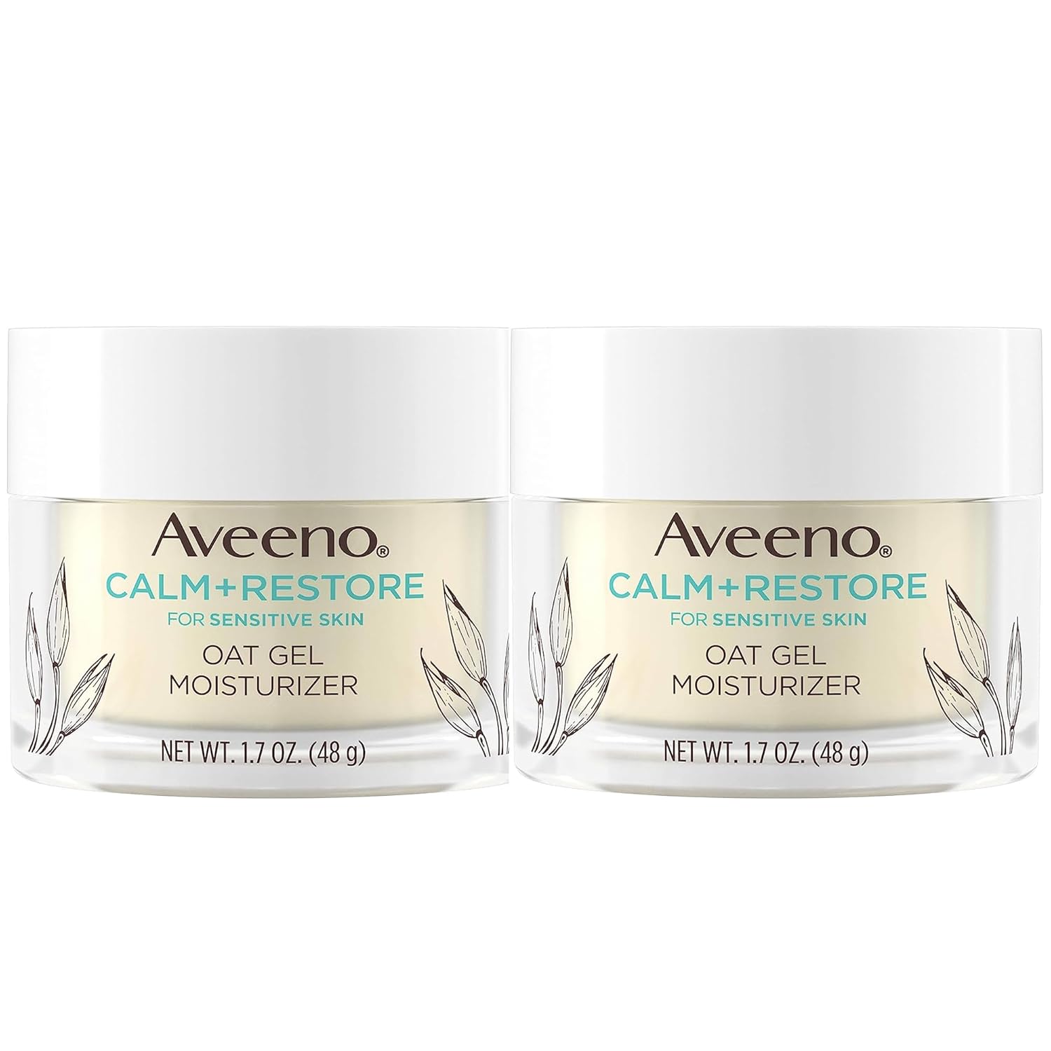Aveeno Calm + Restore Triple Oat Hydrating Face Serum for Sensitive Skin Gentle and Lightweight Facial Serum to Smooth and Fortify Skin Hypoallergenic, Fragrance & Paraben-Free,1.7 fl. Oz (Pack of 2)-GlimoraGlow