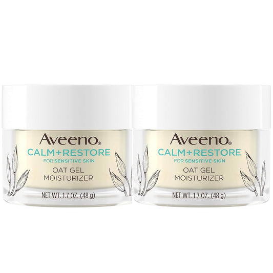 Aveeno Calm + Restore Triple Oat Hydrating Face Serum for Sensitive Skin Gentle and Lightweight Facial Serum to Smooth and Fortify Skin Hypoallergenic, Fragrance & Paraben-Free,1.7 fl. Oz (Pack of 2)-GlimoraGlow
