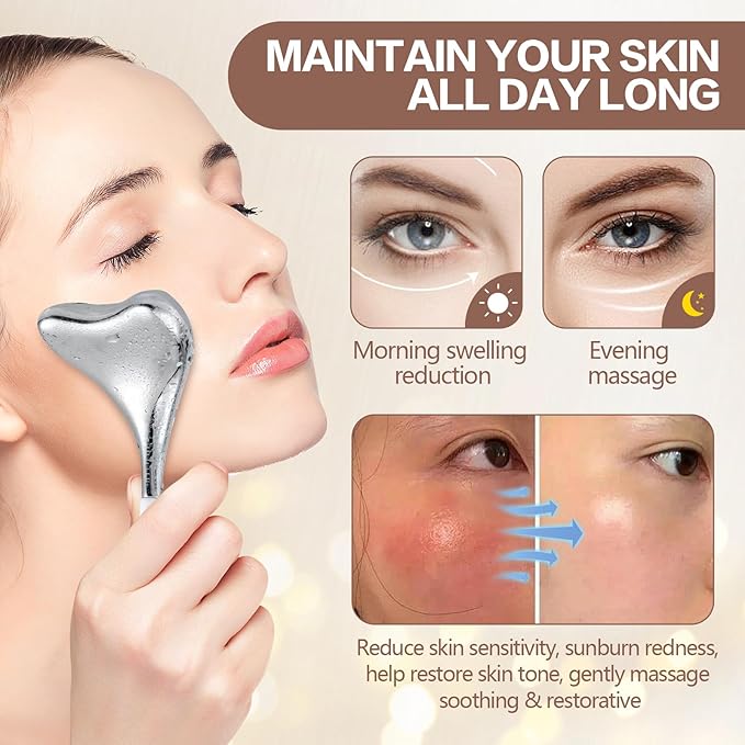 Ice Globes for Face Cryo Sticks Set, Ice Roller Stainless Steel Facial Massage Skin Care Tools for Cooling & Hot Spa-GlimoraGlow
