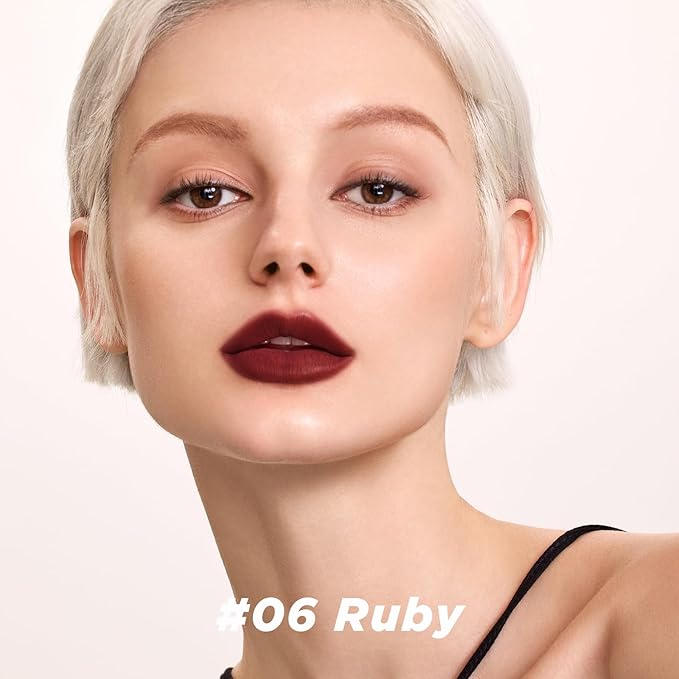 ITY Velvet Matte Finish Lip Stain-Mousse Textured Lip Clay, Red Shade, Conceals Lip Lines, Rich Pigment Lip Tint Lipsticks, 0.14 oz (4g) in Ruby-GlimoraGlow