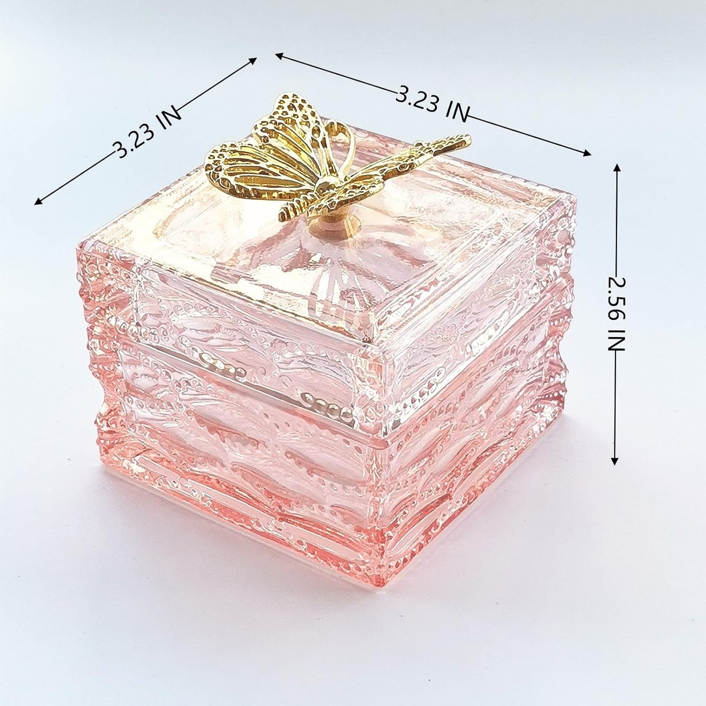 Body Powder Puff and Container - Glass Dusting Powder Container with Soft Puffs Vintage Powder Puff Case for Women & Girls (3.23x3.23x2.95 H IN) - GRB016-Pink-GlimoraGlow