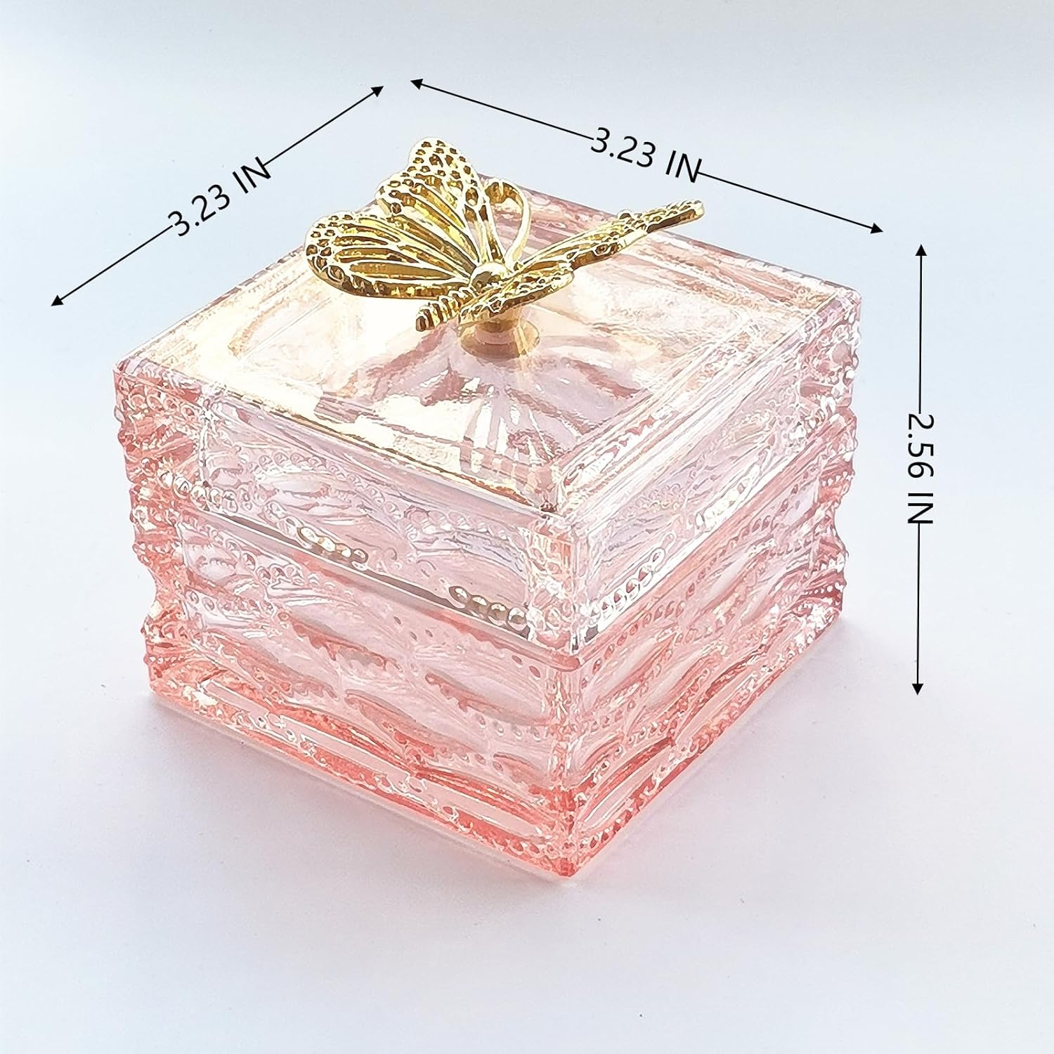 Body Powder Puff and Container - Glass Dusting Powder Container with Soft Puffs Vintage Powder Puff Case for Women & Girls (3.23x3.23x2.95 H IN) - GRB016-Pink-GlimoraGlow