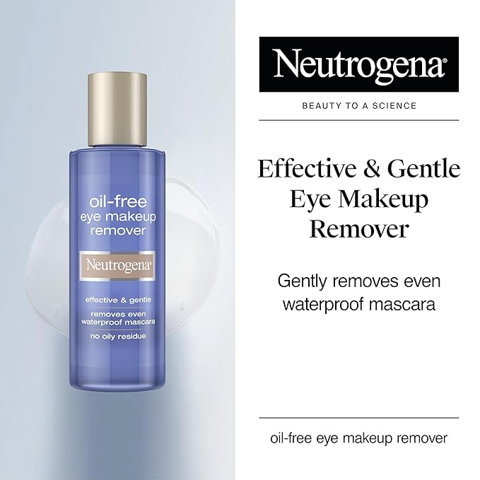 Neutrogena Gentle Oil-Free Eye Makeup Remover & Cleanser for Sensitive Eyes, Non-Greasy Makeup Remover, Waterproof Mascara Remover, Dermatologist & Ophthalmologist Tested, 8 fl. oz-GlimoraGlow