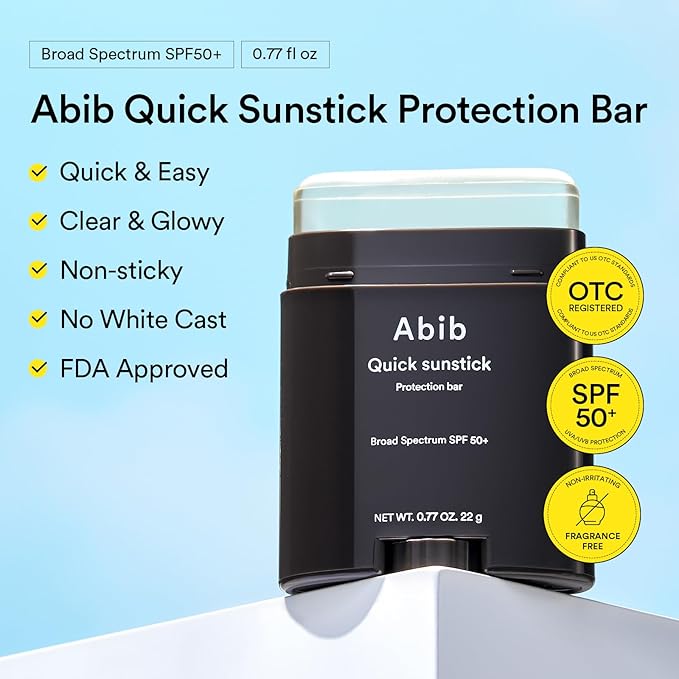 Abib Airy & Quick Sunstick DUO Broad Spectrum SPF50+ 1.58 oz / 45g (Semi-matte & Glowing) | Korean Suncreen Stick Suncare Sunblock, No Whitecast, Protector Solar Barra, Water resistant-GlimoraGlow