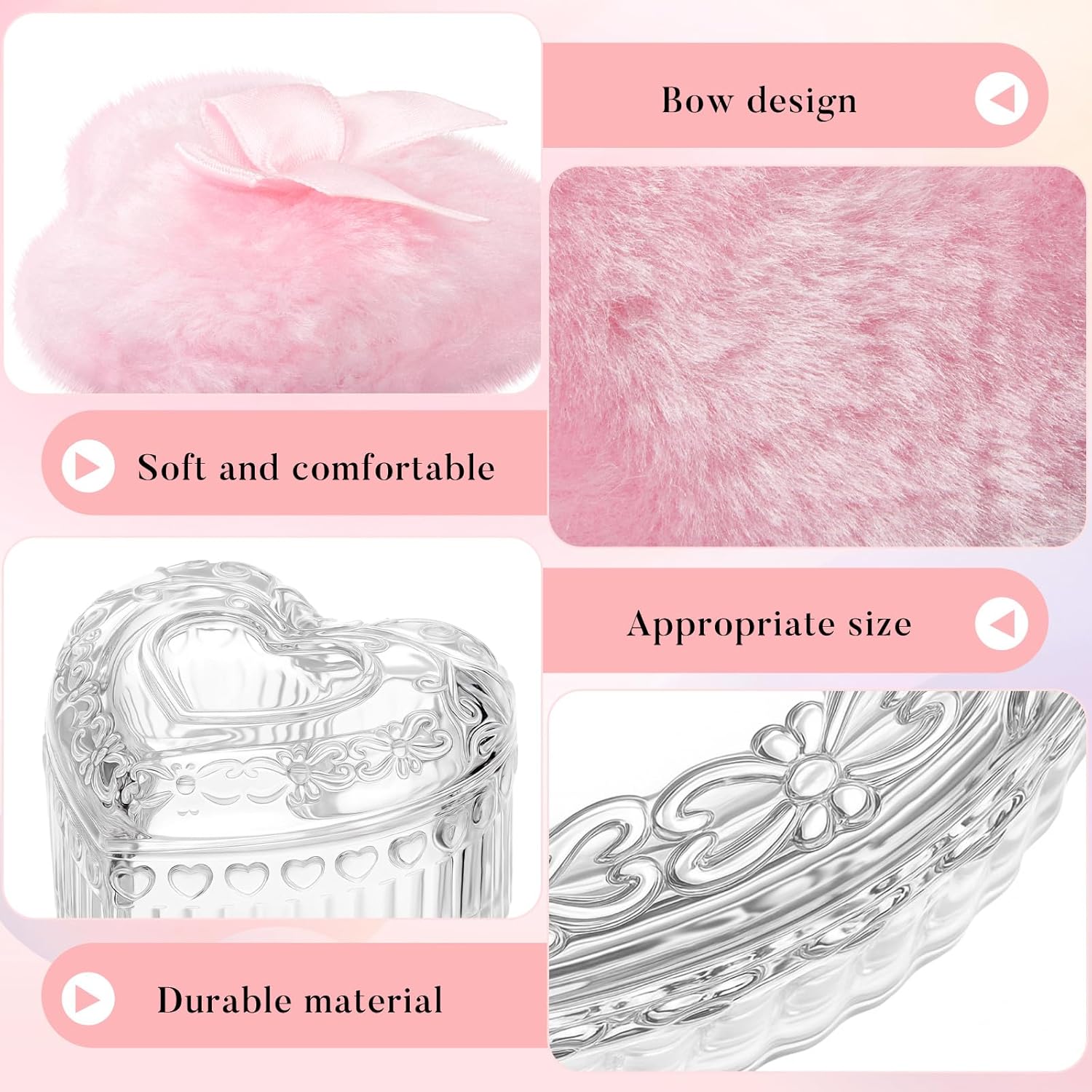 Tioncy 3 Pcs Large Body Powder Puff and Powder Container with Puff Crystal Container Soft Washable Reusable Velour Face Body Glitter Wet Dry Makeup Heart (Clear)-GlimoraGlow