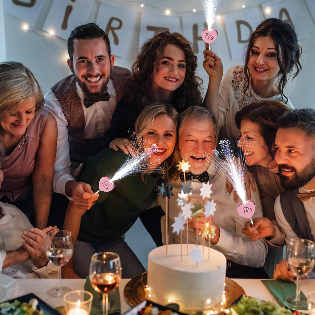 50 Pcs Wedding Sparklers Heart Shaped LED Glow Sticks Fiber Optic Wands Light up Wand with 3 Light Mode for Wedding Bridal Shower Birthday Glow in the Dark Party Supplies (Pink)