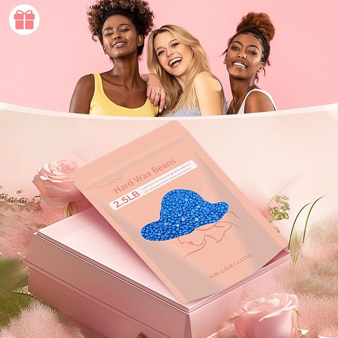 2.5lb Wax Beads for Hair Removal, Hard Wax Beans for Sensitive Skin, Bulk Hair Removal Waxing Beads for Brazilian, Bikini, Face, Eyebrows, Underarms, Legs, Women and Men (Blue)-GlimoraGlow