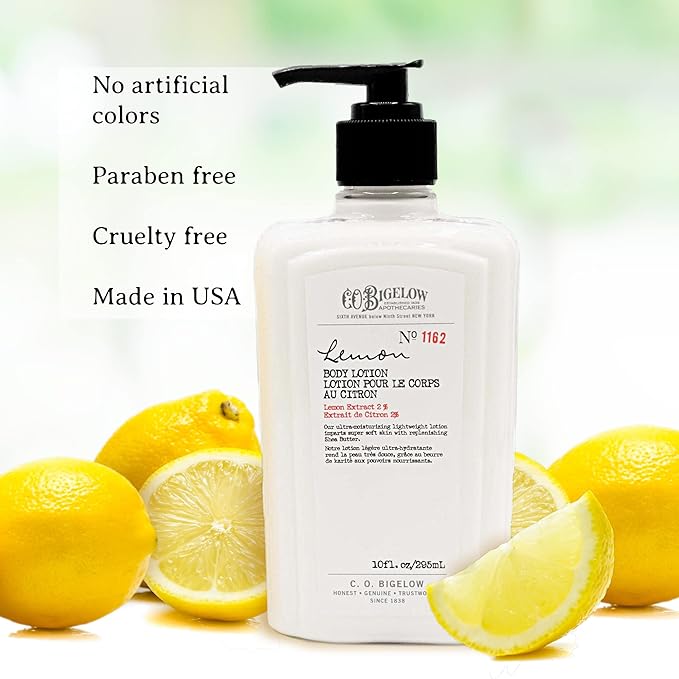 C.O. Bigelow Lemon Body Lotion, Moisturizing Body Lotion for Dry Skin with Shea Butter & Lemon Extract, 10 Fl Oz-GlimoraGlow