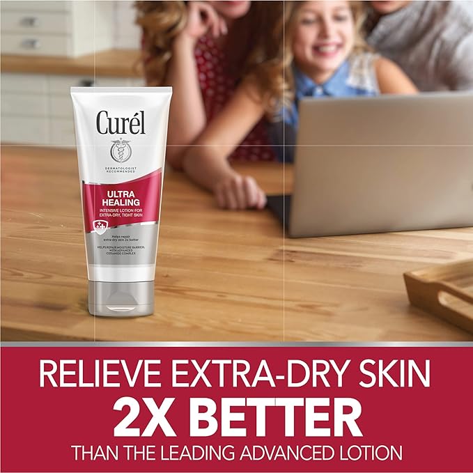 Curel Ultra Healing Intensive Fragrance-Free Lotion For Extra-Dry Skin, Ideal for Sensitive Skin, Cruelty Free, Paraben Free, Dermatologist Recommended, 6 Oz, Pack of 3-GlimoraGlow