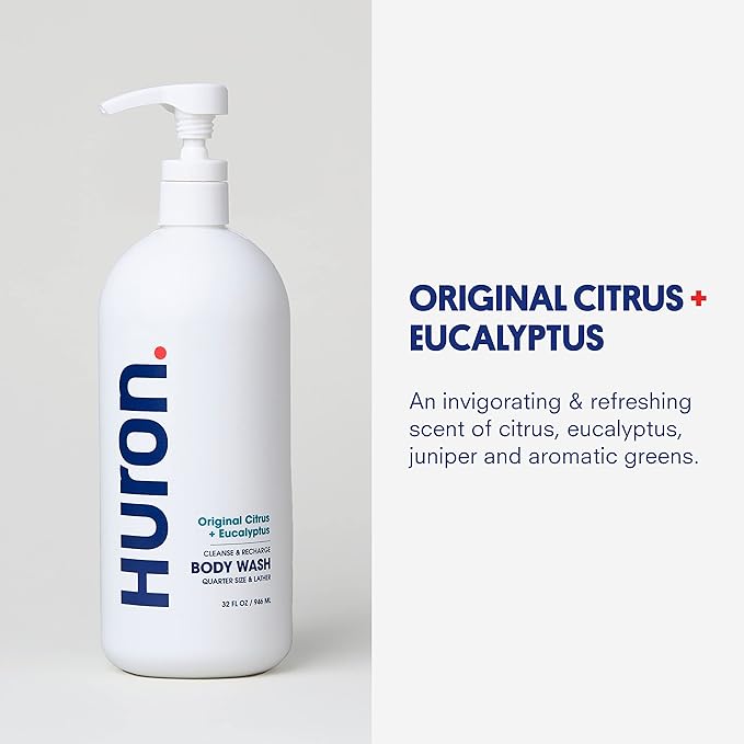 Huron Men's Moisturizing Body Wash - Crisp Citrus, Eucalyptus, Mint, Aromatic Greens - 32 fl oz-GlimoraGlow