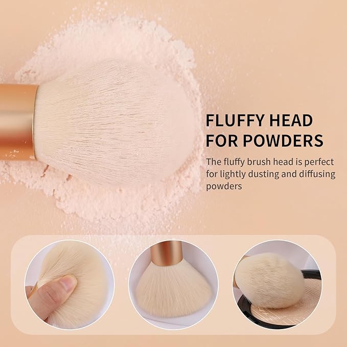 DUcare Tapered Blush Brush for Cheeks - Pointed Powder Brush for Light Application, Multi-Purpose Makeup Brushes Perfect for Highlighting, Defining, Sculpting, and Contouring-GlimoraGlow